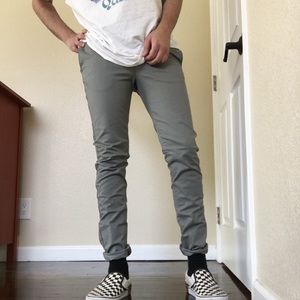 green skinny chinos